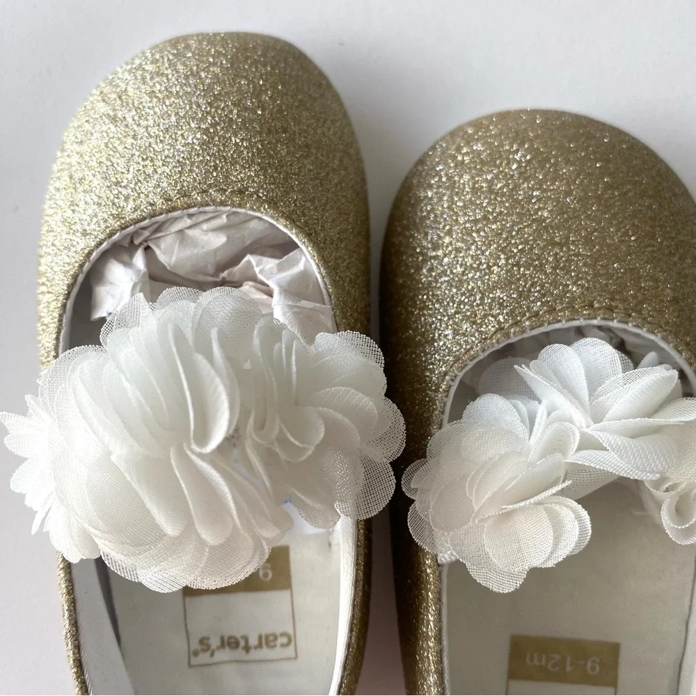 Carter’s Plume Shoe Mary Jane Dress Metallic Gold 9-12 Months NWT Sparkly New